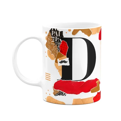 Caneca Do Pai - Inicial Do Nome Letra D - Bg-red