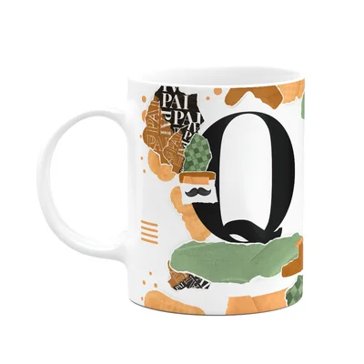 Caneca Do Pai - Inicial Do Nome Letra Q - Bg-green