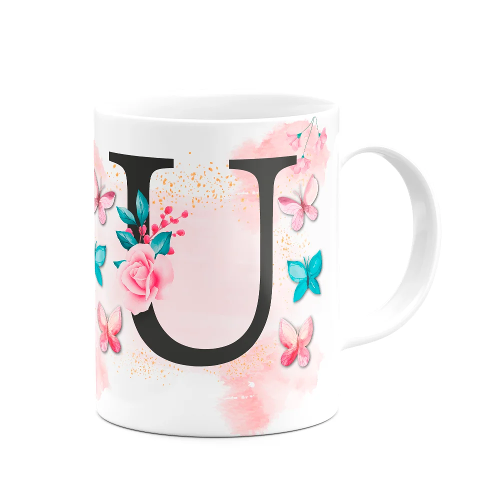Imagem 2 de 3 do produto Caneca Butterfly - Inicial Do Nome Letra U - 325ml