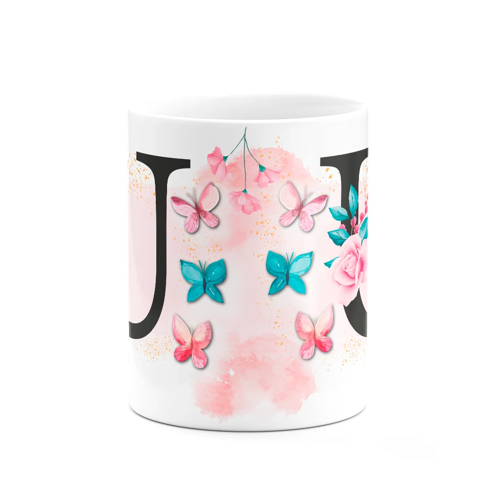 Imagem 3 de 3 do produto Caneca Butterfly - Inicial Do Nome Letra U - 325ml