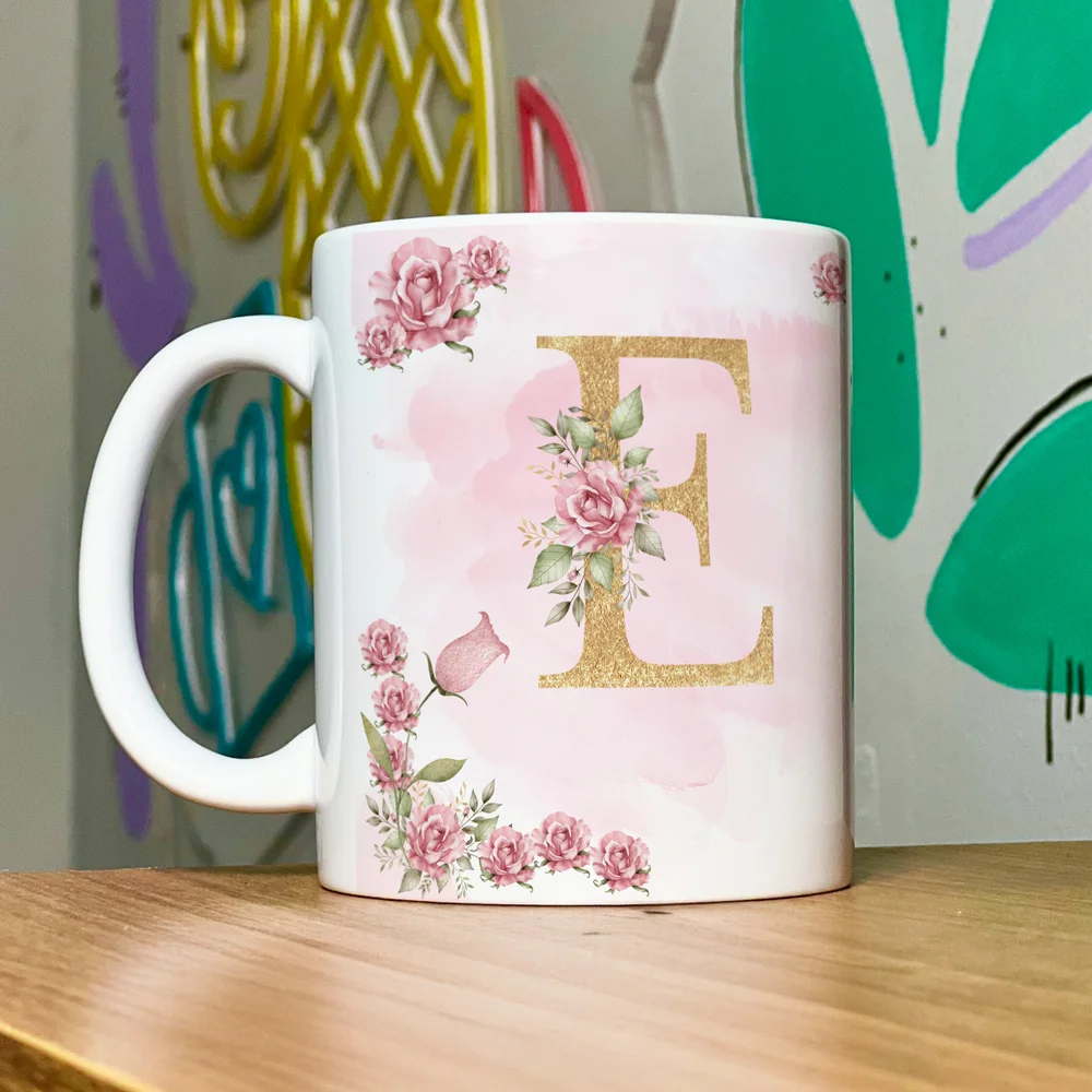 Imagem 5 de 5 do produto Caneca Floral Mães - Inicial Do Nome Letra E - 325ml