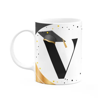 Caneca De Formatura - Inicial Do Nome Letra V - 325ml