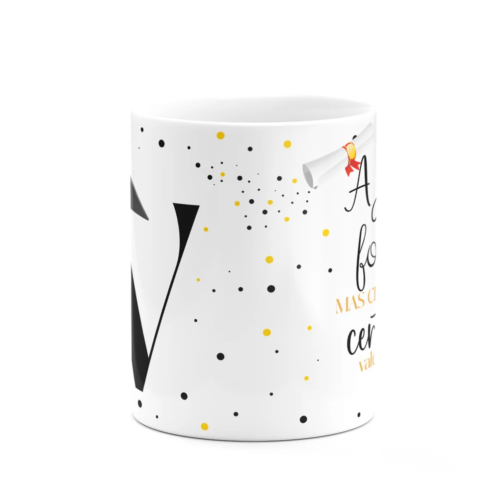 Imagem 3 de 5 do produto Caneca De Formatura - Inicial Do Nome Letra W - 325ml