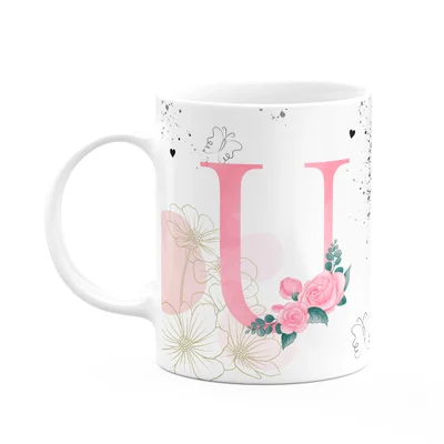 Caneca Motivação - Com Inicial Do Nome Letra U - 325ml
