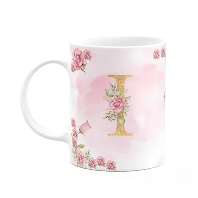 Caneca Floral Mães - Inicial Do Nome Letra I - 325ml