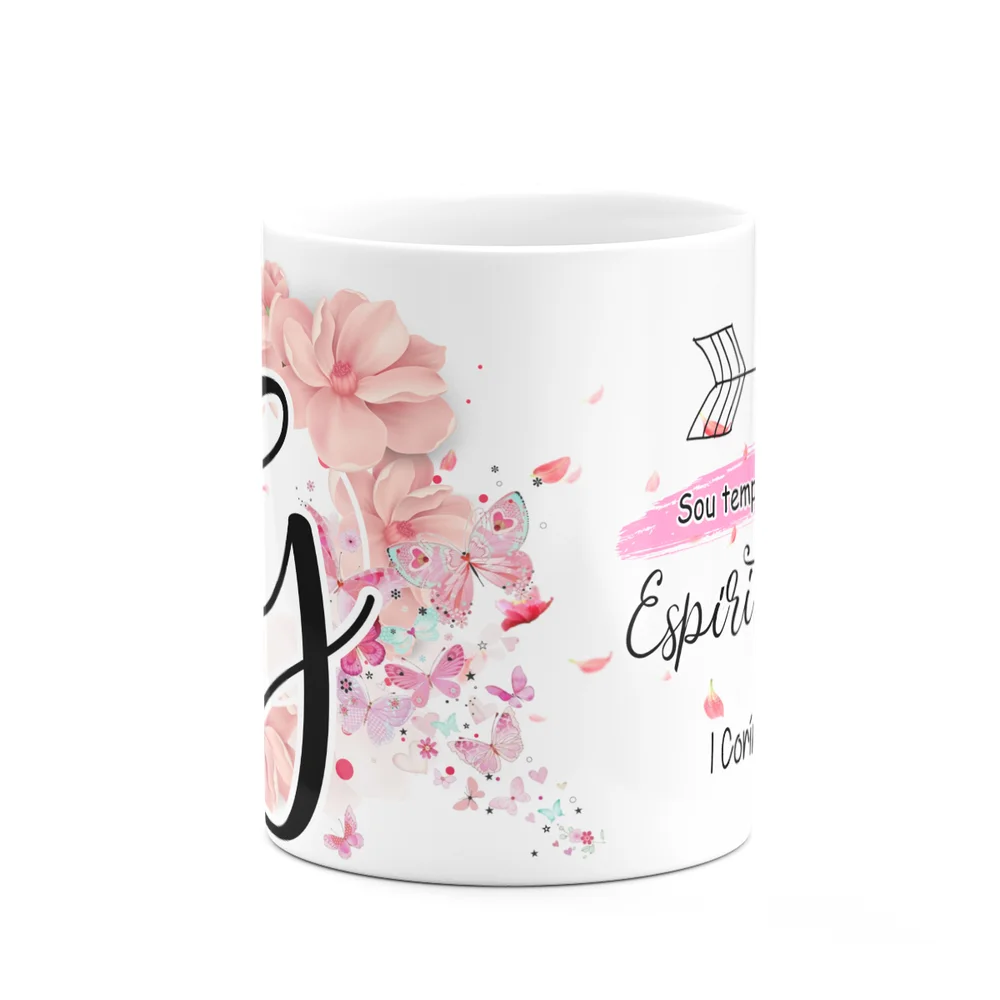 Imagem 3 de 5 do produto Caneca Floral Religiosa - Inicial Do Nome Letra G - 325ml