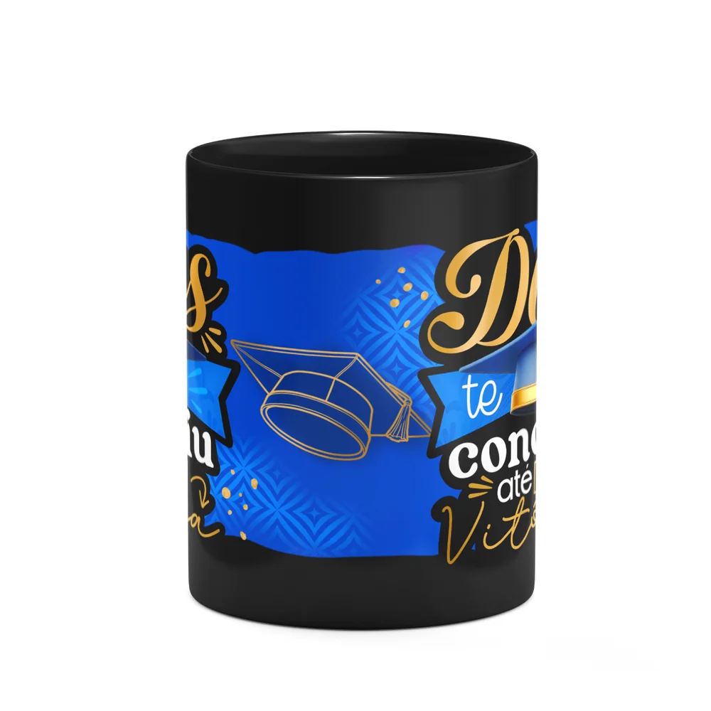 Imagem 2 de 4 do produto Caneca Formatura Black-blue - Deus Te Conduziu Até A Vitória