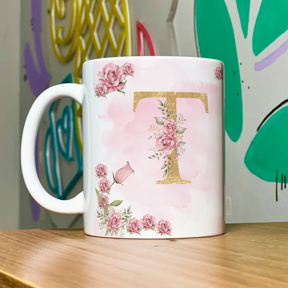Imagem 5 de 5 do produto Caneca Floral Mães - Inicial Do Nome Letra T - 325ml