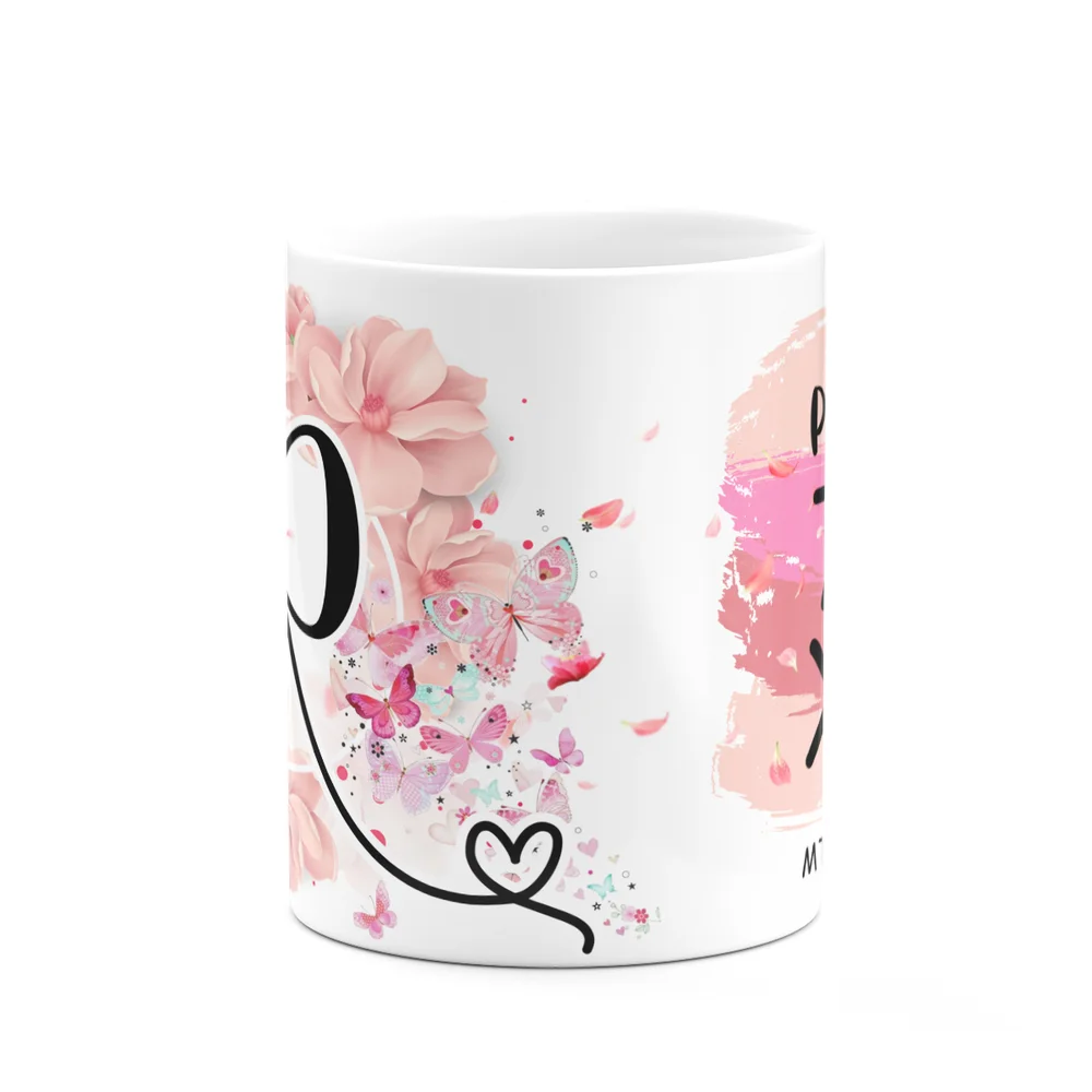 Imagem 3 de 5 do produto Caneca Floral Religiosa - Inicial Do Nome Letra R - 325ml