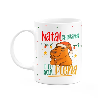 Caneca Natal E Capivaras - Natal Chegando Eu Eu Aqui Plena