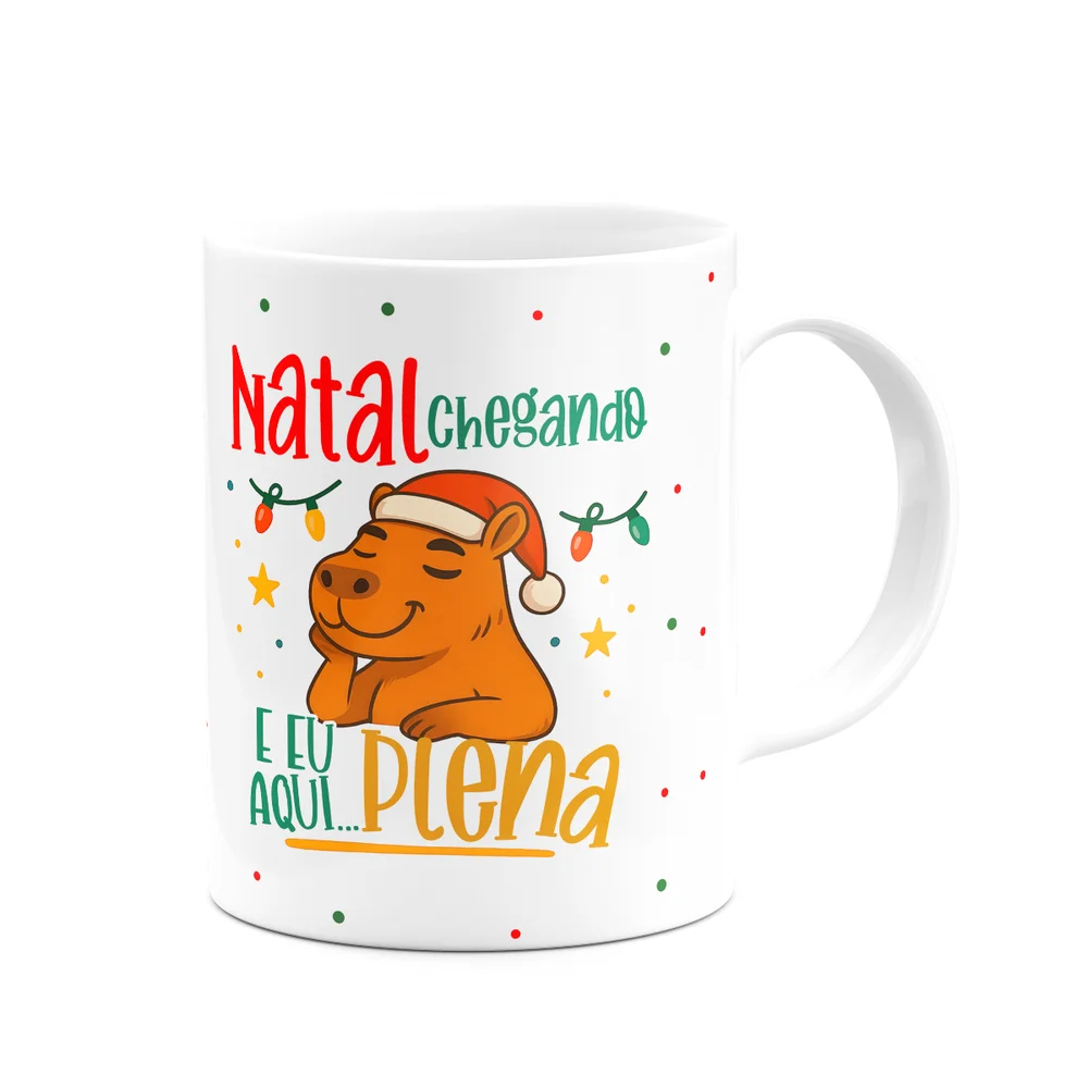 Imagem 4 de 5 do produto Caneca Natal E Capivaras - Natal Chegando Eu Eu Aqui Plena