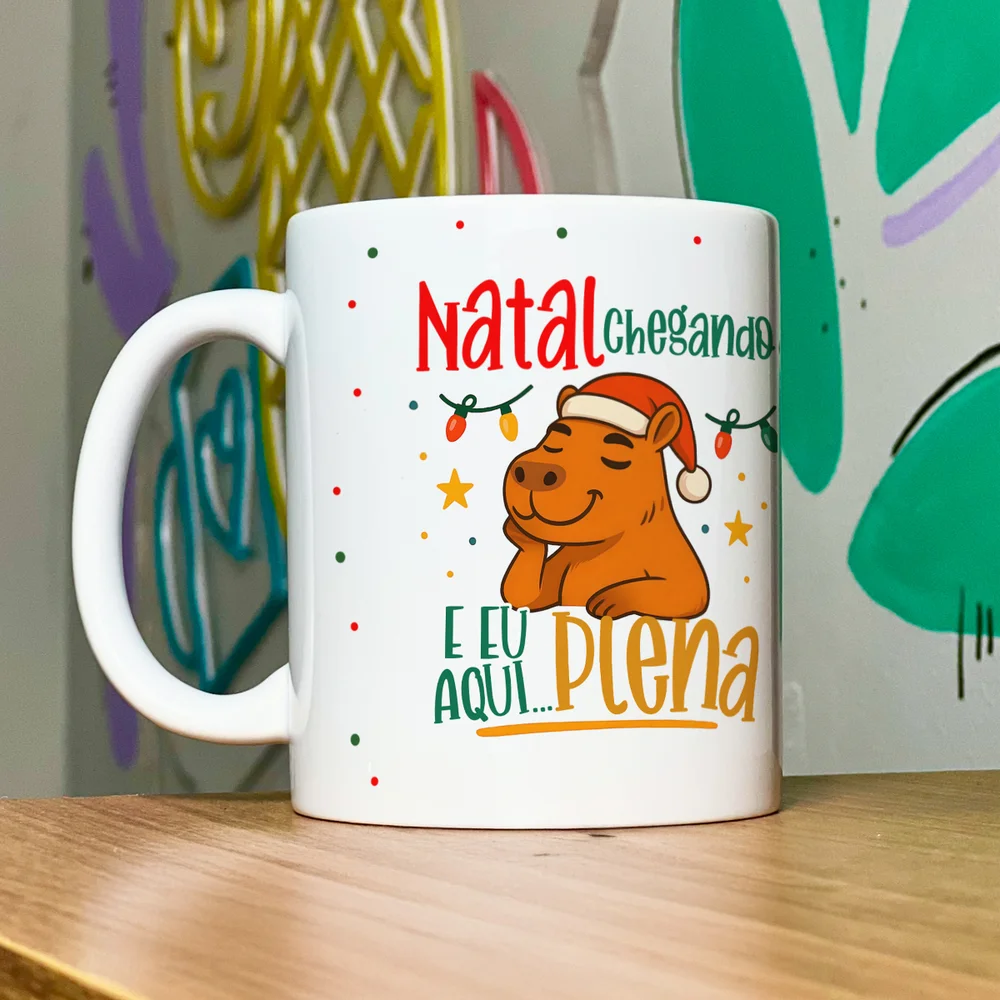 Imagem 5 de 5 do produto Caneca Natal E Capivaras - Natal Chegando Eu Eu Aqui Plena