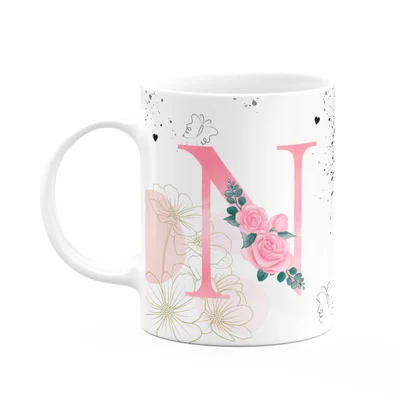 Caneca Motivação - Com Inicial Do Nome Letra N - 325ml