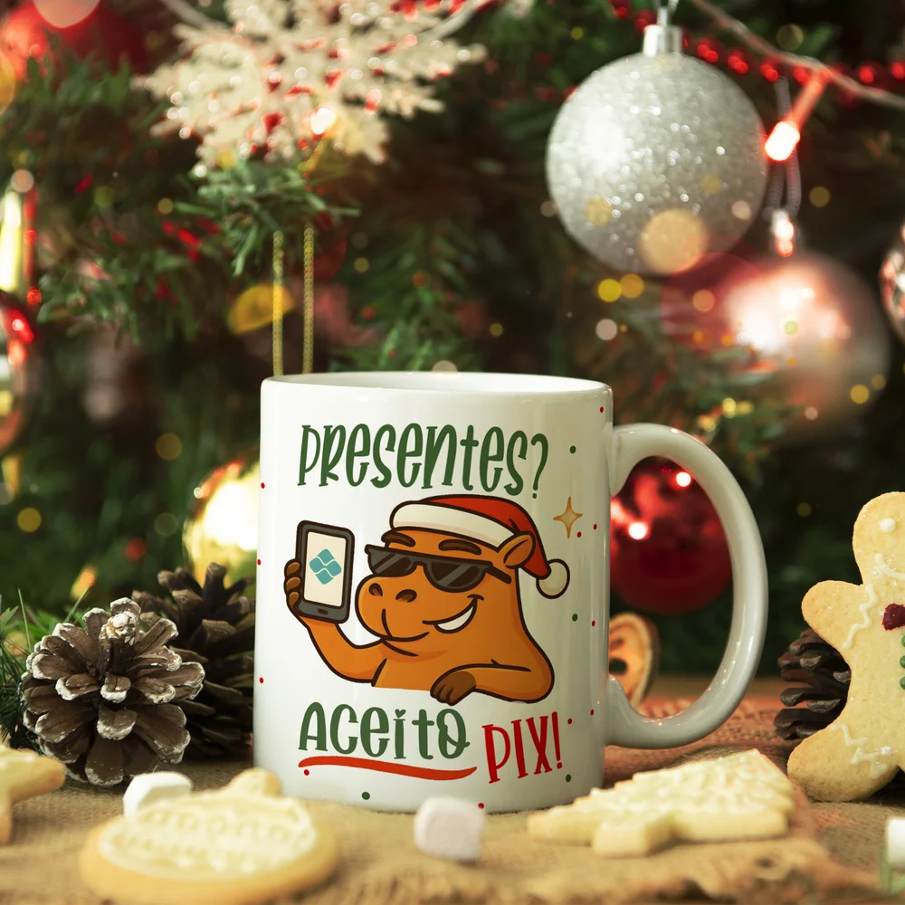 Imagem 2 de 5 do produto Caneca Natal E Capivaras - Presentes? Aceito Pix!