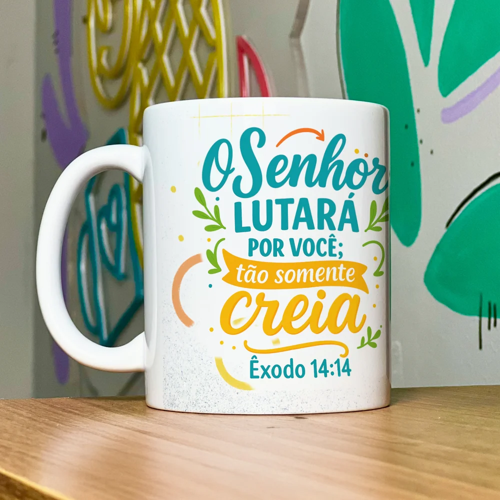 Imagem 2 de 5 do produto Caneca Religiosa Versículos Bíblicos - Êxodo 14:14