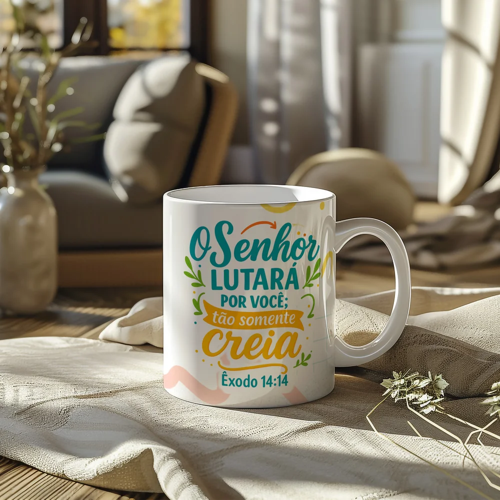 Imagem 5 de 5 do produto Caneca Religiosa Versículos Bíblicos - Êxodo 14:14