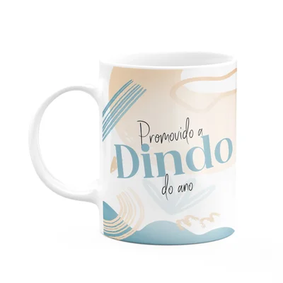 Caneca Promovido A Dindo Do Ano - 325ml - Branca