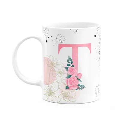 Caneca Motivação - Com Inicial Do Nome Letra T - 325ml