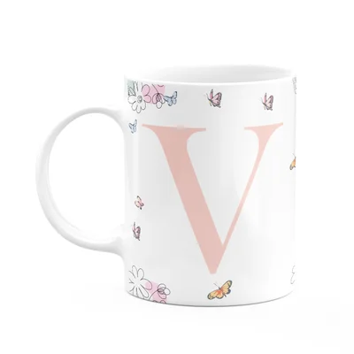 Caneca Especial Mulheres - Inicial Do Nome Letra V