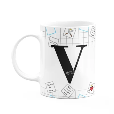 Caneca Do Papai - Inicial Do Nome Letra V - 325ml