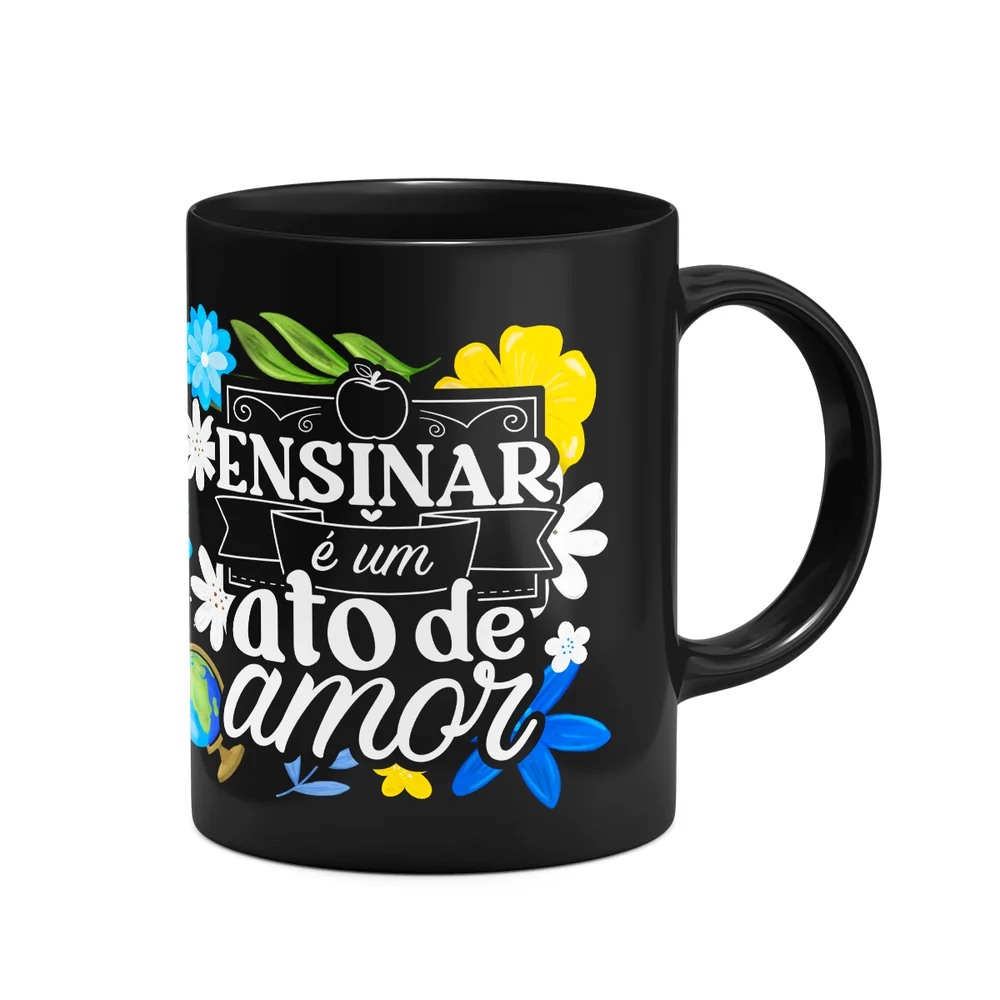 Imagem 3 de 3 do produto Caneca Da Professora - Ensinar É Um Ato De Amor - Preta M3