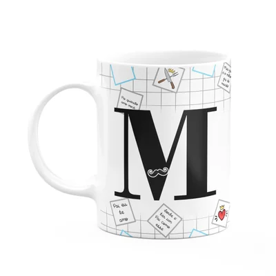 Caneca Do Papai - Inicial Do Nome Letra M - 325ml