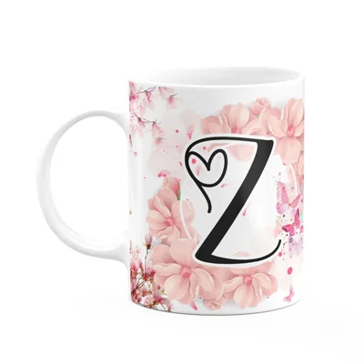 Caneca Floral Religiosa - Inicial Do Nome Letra Z - 325ml