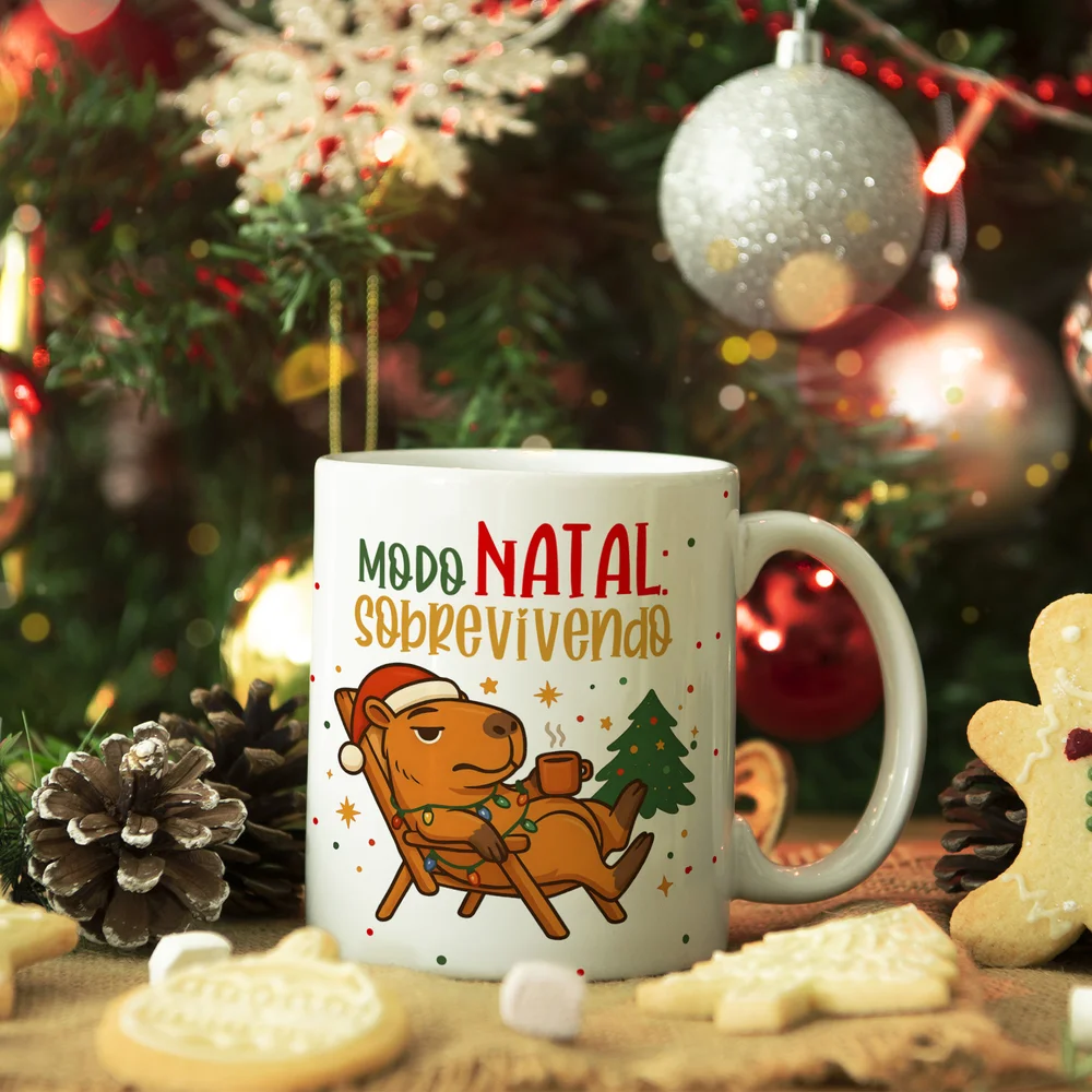 Imagem 2 de 5 do produto Caneca Natal E Capivaras - Modo Natal, Sobrevivendo