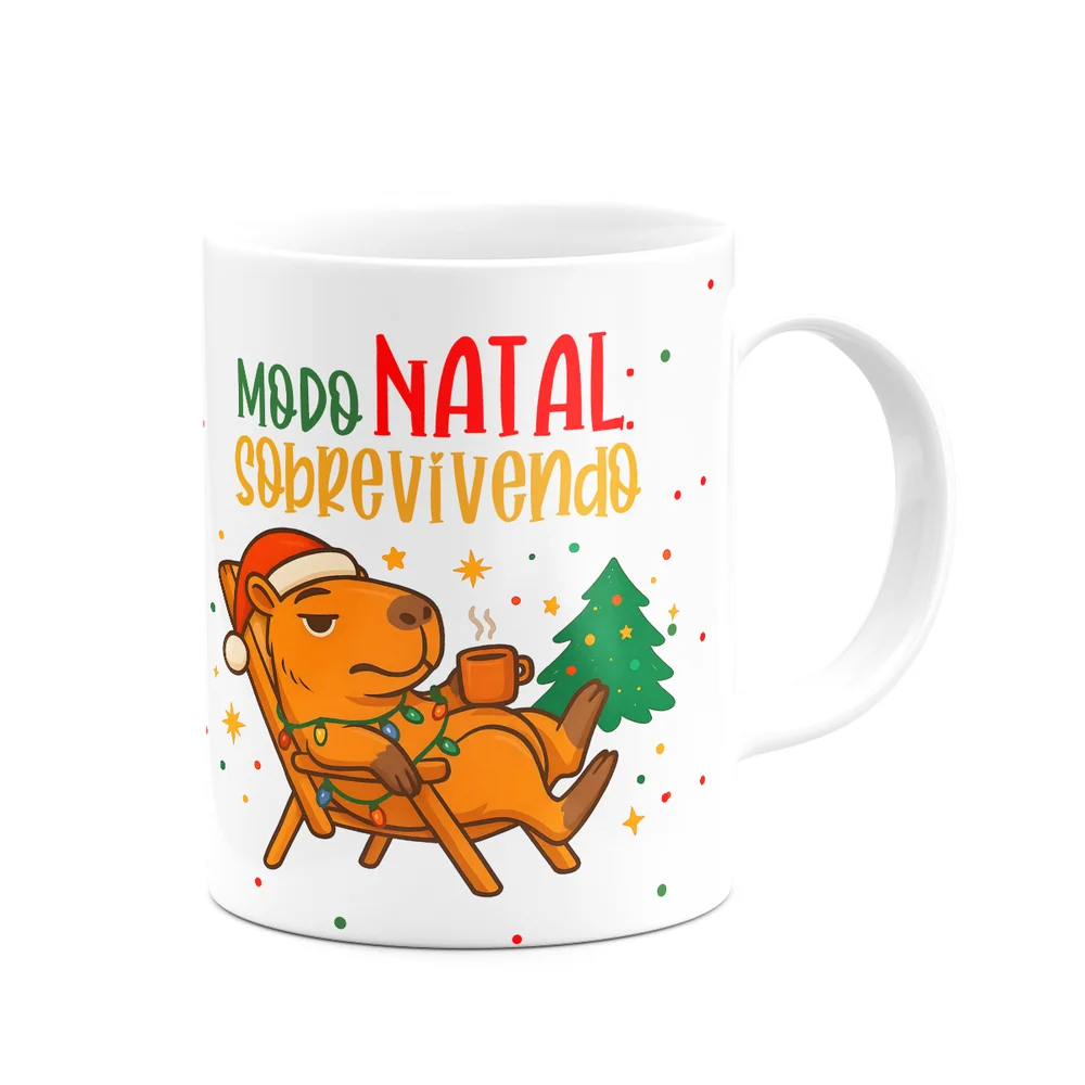 Imagem 4 de 5 do produto Caneca Natal E Capivaras - Modo Natal, Sobrevivendo
