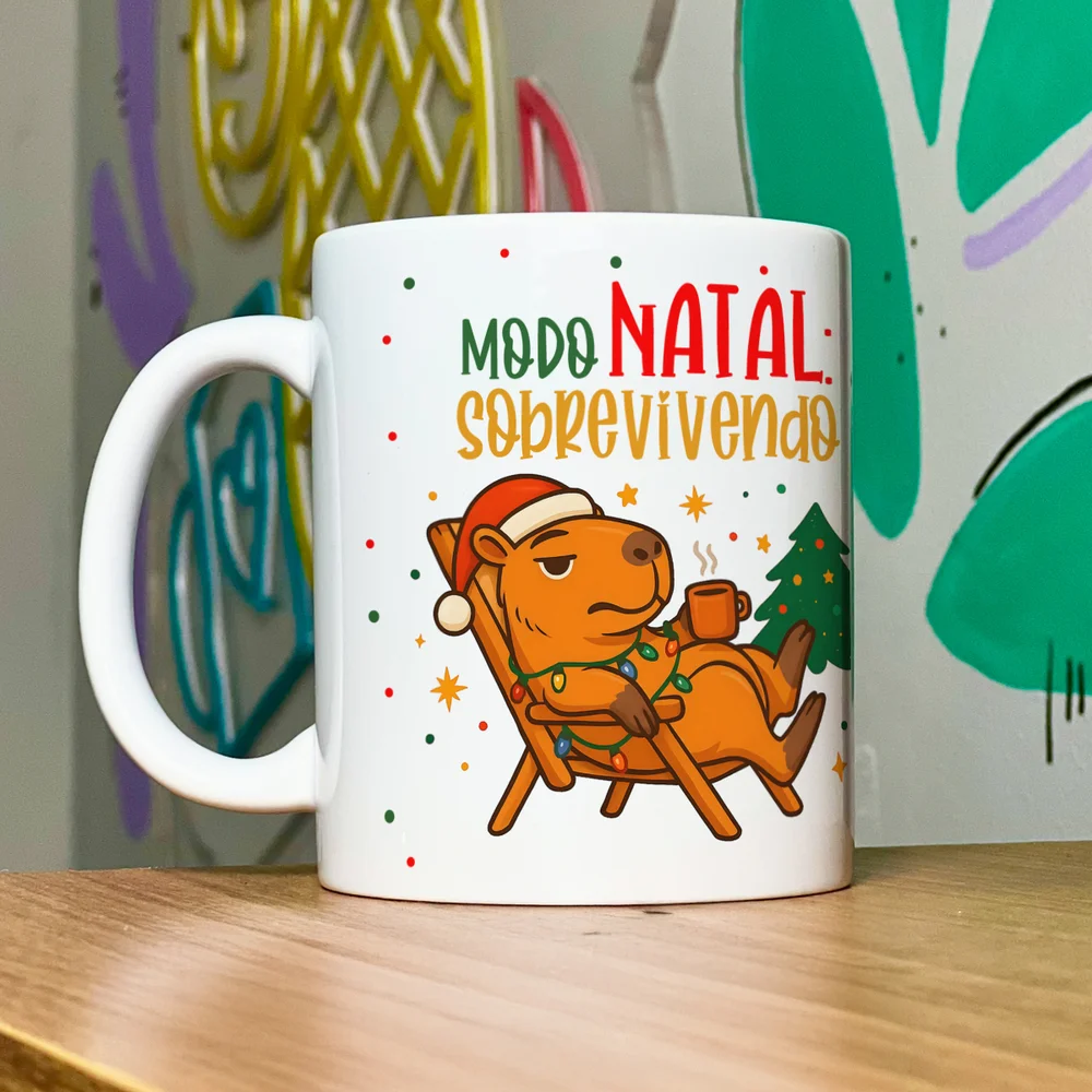 Imagem 5 de 5 do produto Caneca Natal E Capivaras - Modo Natal, Sobrevivendo