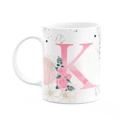 Caneca Motivação - Com Inicial Do Nome Letra K - 325ml