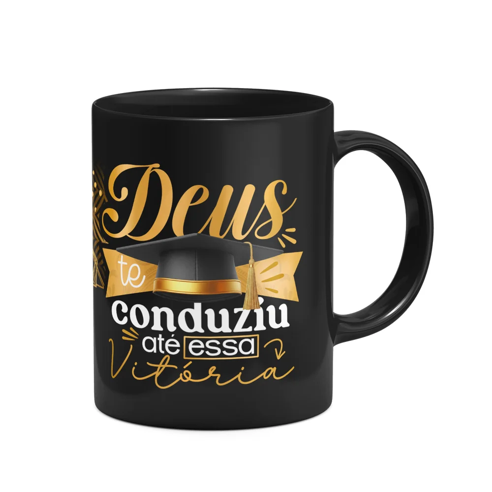 Imagem 3 de 4 do produto Caneca Formatura Black - Deus Te Conduziu Até A Vitória