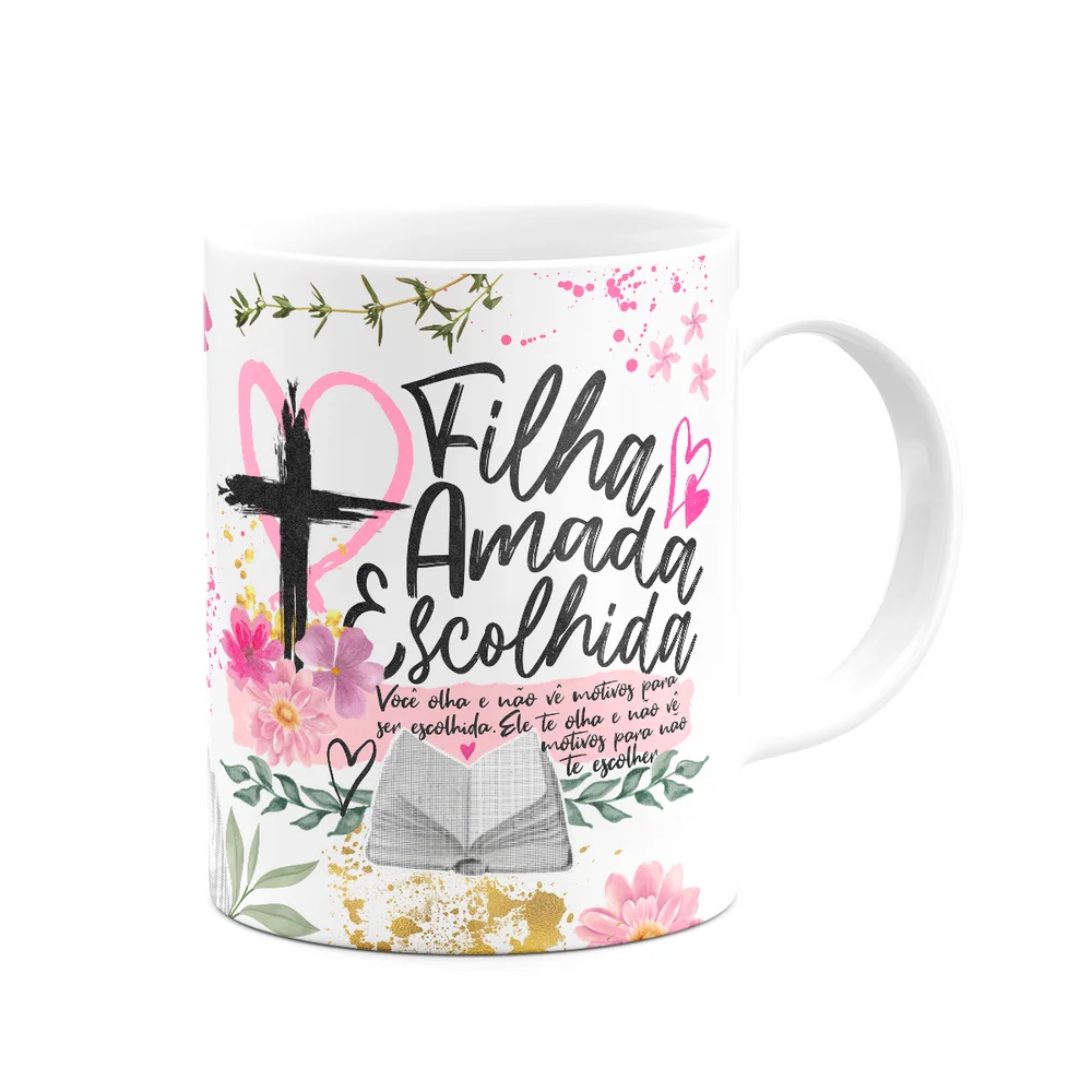 Imagem 3 de 3 do produto Caneca Religiosa Palavra - Filha Amada E Escolhida