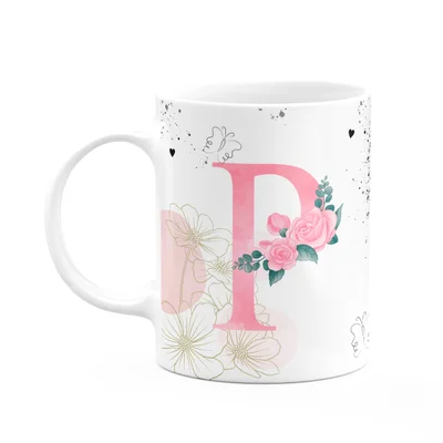 Caneca Motivação - Com Inicial Do Nome Letra P - 325ml
