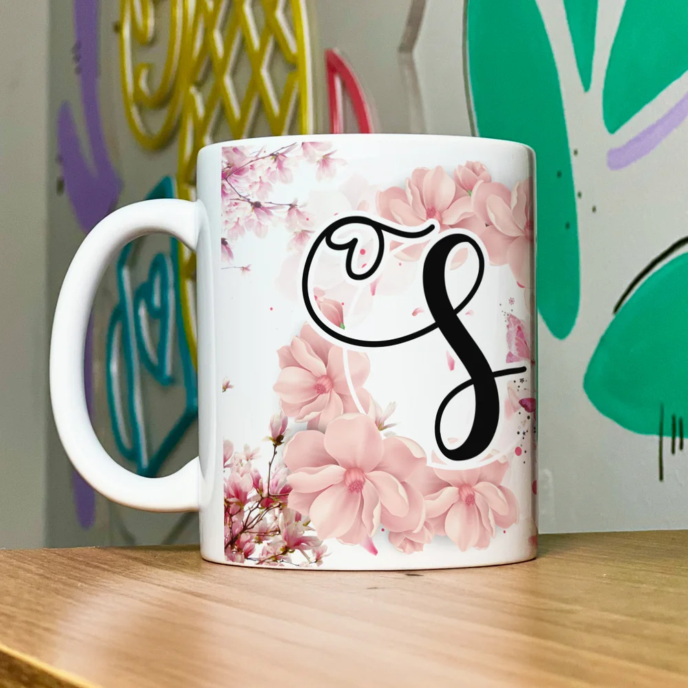 Imagem 5 de 5 do produto Caneca Floral Religiosa - Inicial Do Nome Letra S - 325ml