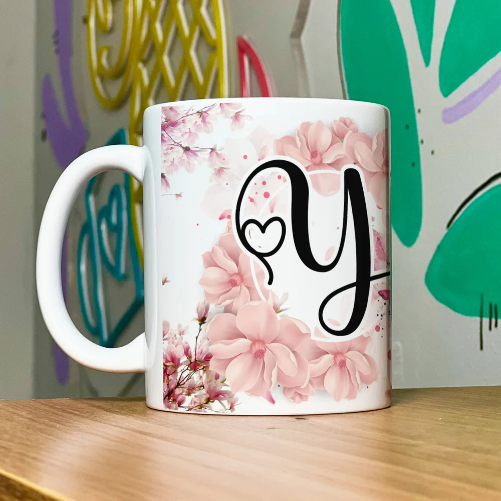 Imagem 5 de 5 do produto Caneca Floral Religiosa - Inicial Do Nome Letra Y - 325ml