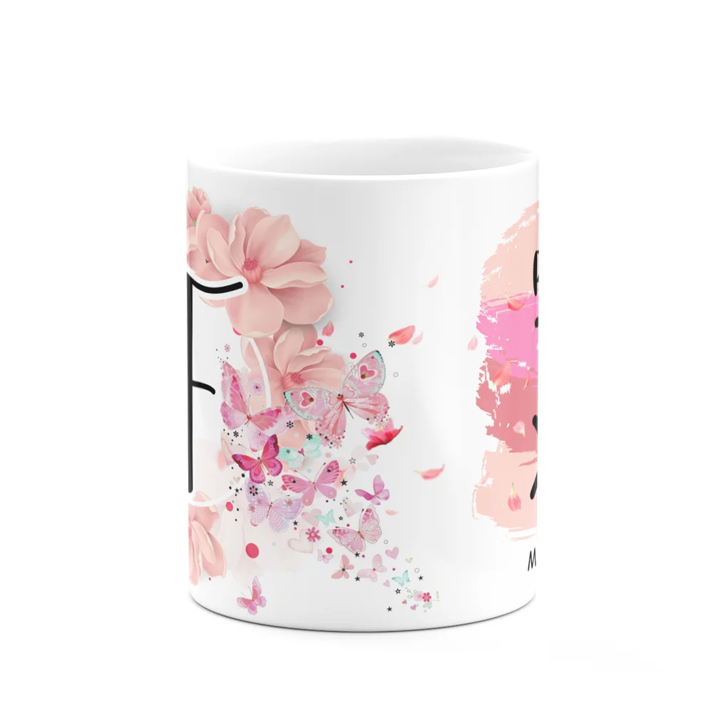 Imagem 3 de 5 do produto Caneca Floral Religiosa - Inicial Do Nome Letra F - 325ml