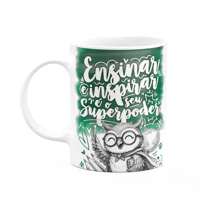Caneca Professor Coruja - Seu Super Poder - M-green