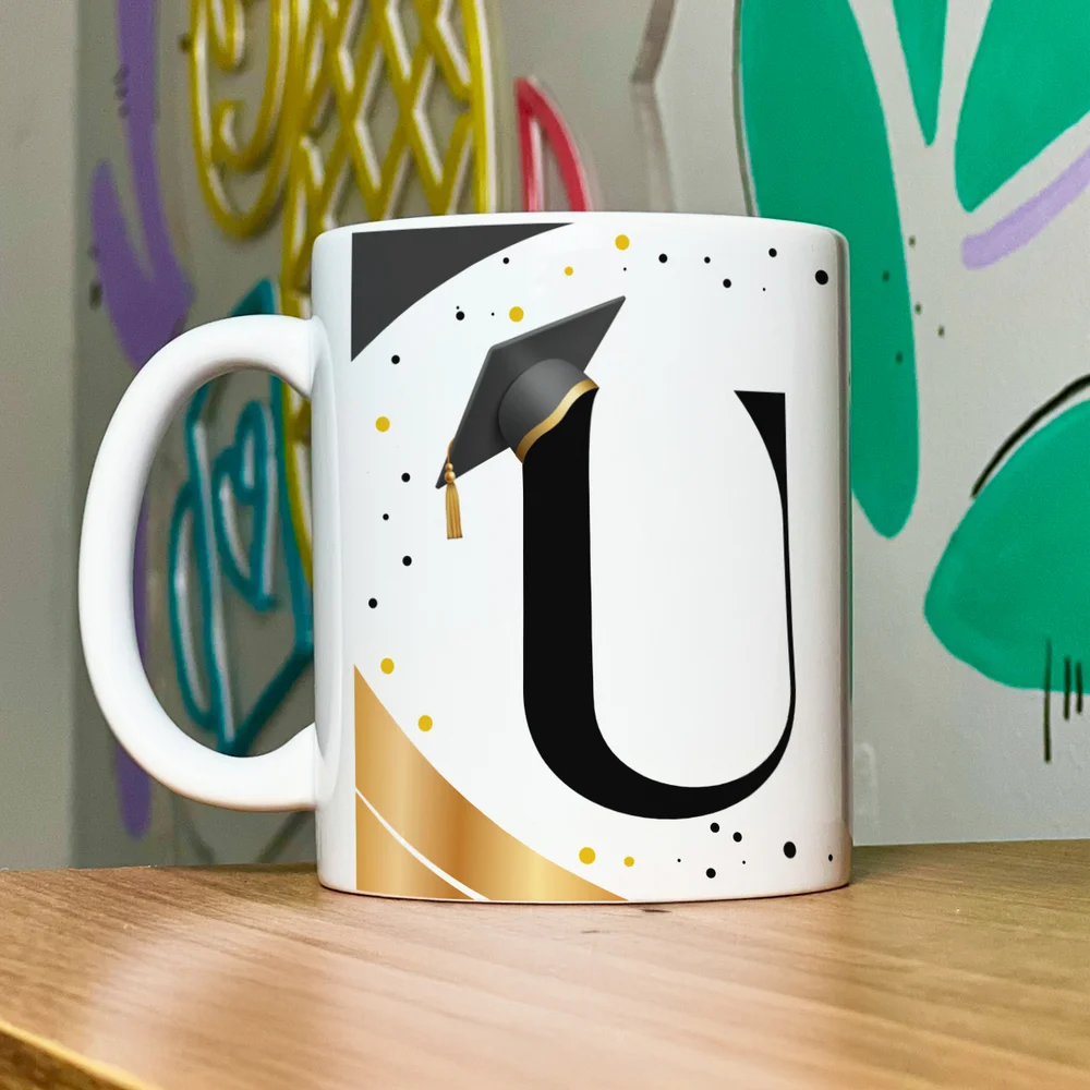 Imagem 5 de 5 do produto Caneca De Formatura - Inicial Do Nome Letra U - 325ml