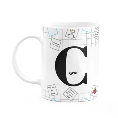 Caneca Do Papai - Inicial Do Nome Letra C - 325ml