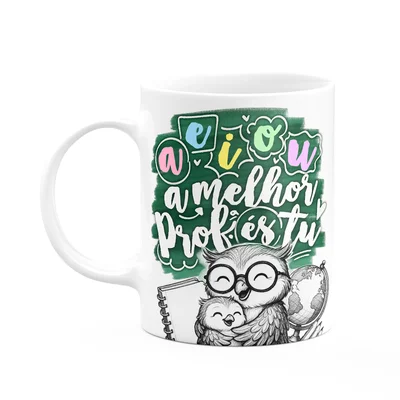 Caneca Professora Coruja - Aeiou, A Melhor És Tu! M-green