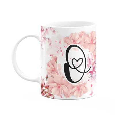 Caneca Floral Religiosa - Inicial Do Nome Letra O - 325ml