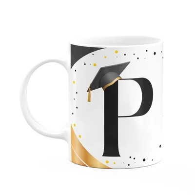 Caneca De Formatura - Inicial Do Nome Letra P - 325ml