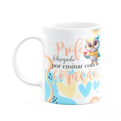 Caneca - Professor - Obrigado Por Ensinar Com O Coração