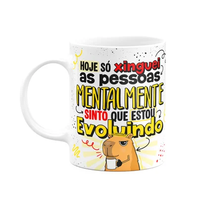 Caneca Divertida Capivaras  - Sinto Que Estou Evoluindo