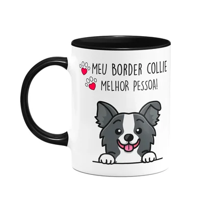 Caneca Dog - Meu Border Collie Puppy, Melhor Pessoa! B-black
