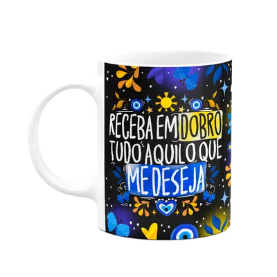 Caneca Proteção Olho Grego - Receba Em Dobro - B-dark