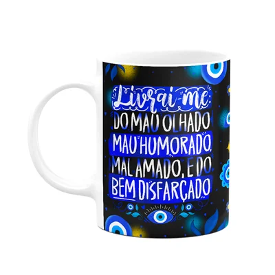 Caneca Proteção Olho Grego - Livrai-me Do Mal - B-dark