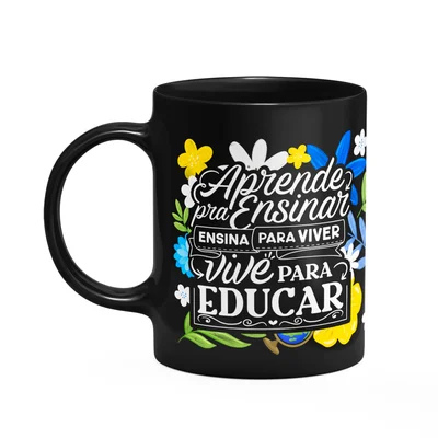 Caneca Professora - Vive Para Educar - Preta M3