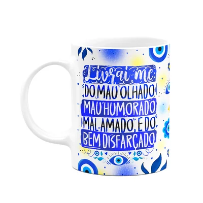 Caneca Proteção Olho Grego - Livrai-me Do Mal